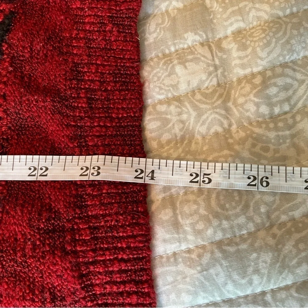 Forever 21 Red & Black Patterned Semi Sheer Sweater Large